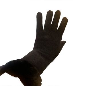Shalimar Black Angora Lambs Wool Women’s Gloves Faux Fur Cuff - One Size